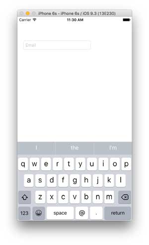 iPhone 6S Simulator with E-Mail-Optimized Keyboard