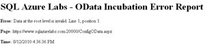 Enable SQL Azure OData begets an error