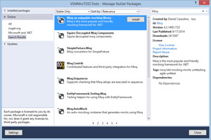 Installing Moq Nuget Package