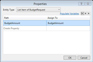 Click Populate Variables Under BudgetAmount