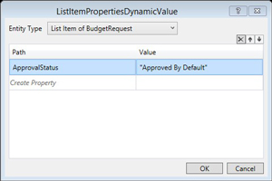 Setting ApprovedByDefaultUpdate Activity's Properties