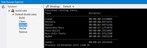 Built-in task runner support via Cake for Visual Studio.