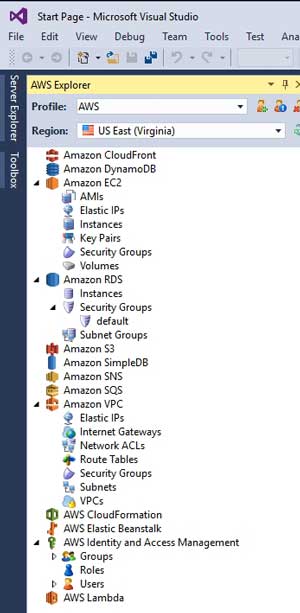 The Toolbox Shows a Variety of Amazon Services