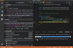 A Serverless Function in Java Debugged Using Visual Studio Code