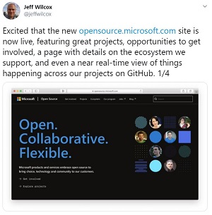 Microsoft Open Source Twitter Announcement 
