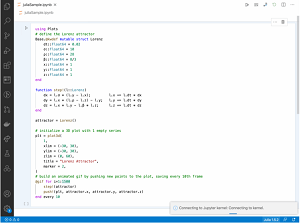 A Julia Notebook in VS Code in Animated Action Using the Jupyter Extension