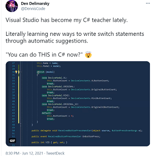 Visual Studio has become my C# teacher lately.