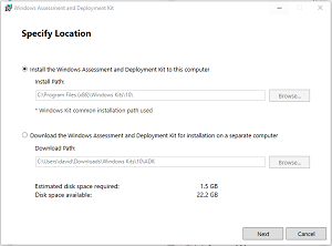Installing the Windows Assessment and Deployment Kit