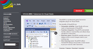 Capture d'écran montrant la page Web VisualSVN.