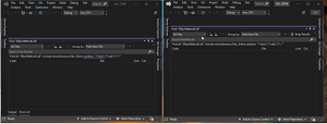 Side-by-Side Animated GIF of VS 17.0 (left) and VS 17.1 Preview (right) Searching About 50,000 Files in 1,560 Projects