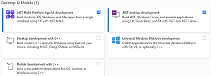 Desktop & Mobile Options in Visual Studio 2022 17.3 Preview 1