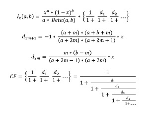 Figure 3 : Approximation des fractions continues de la fonction bêta incomplète régularisée