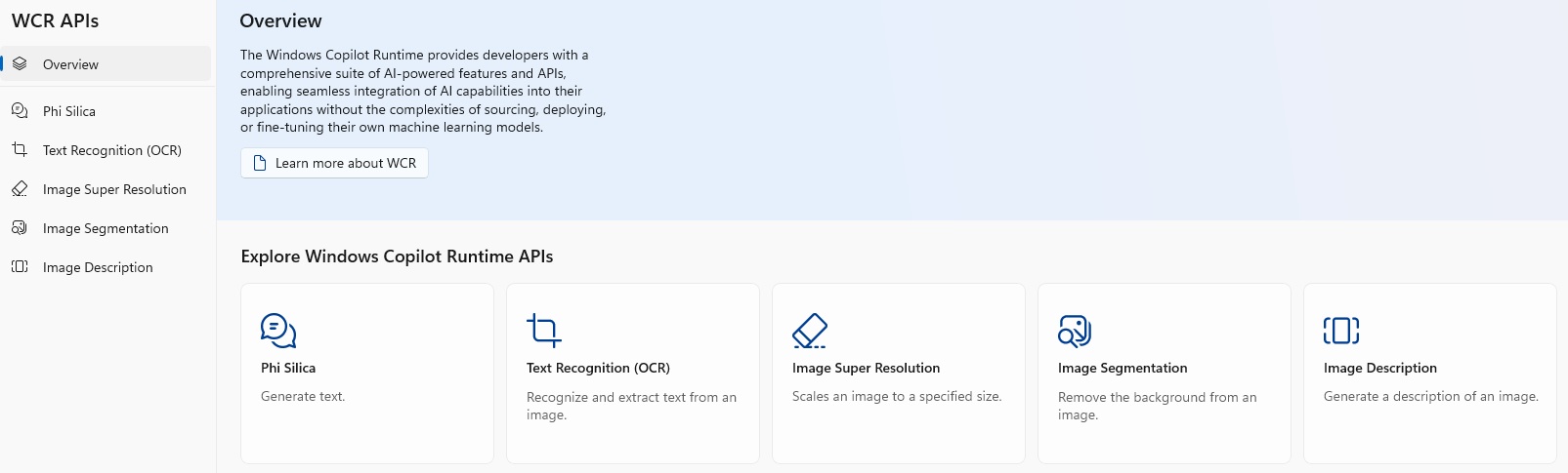 WCR APIs