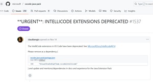 **URGENT**: INTELLICODE EXTENSIONS DEPRECATED