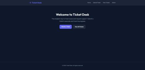 Ticket Desk Home Page Generated in the Antigravity Run.