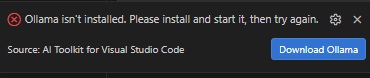 AI Toolkit quickly made clear that I needed Ollama installed locally.