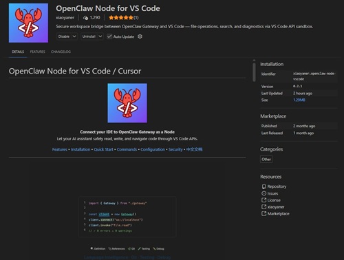OpenClaw Node for VS Code 