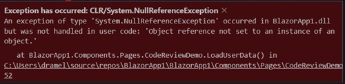 Exception Occurred