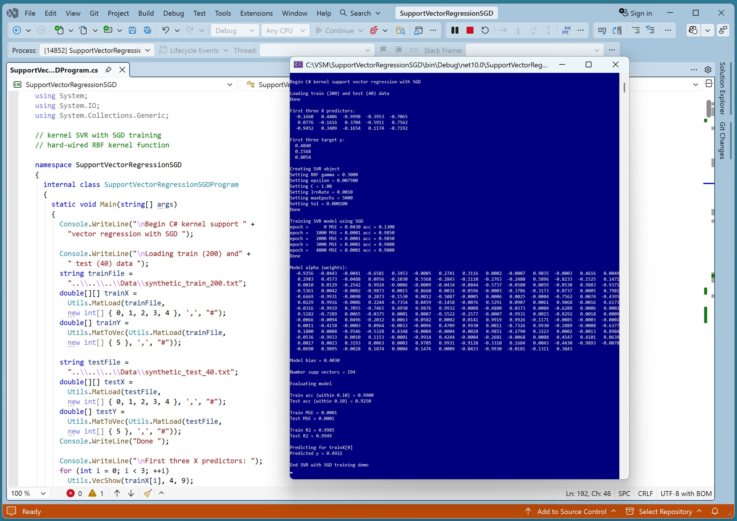 Figure 1: Support Vector Regression with SGD Training in Action.