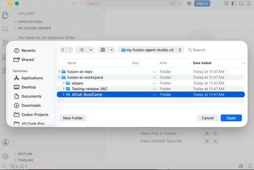 Opening Fusion Workspace in VS Code
