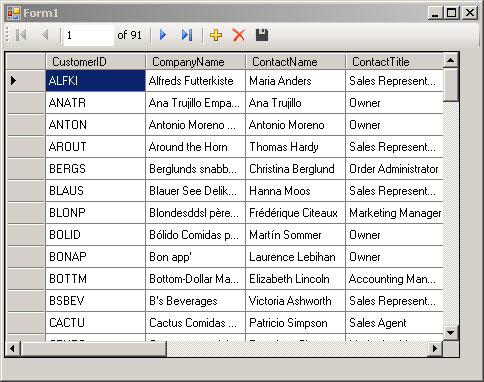 The venerable Northwind database displayed in a Visual Studio Windows Forms app using LocalDB.
