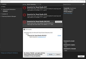 Screenshot of installing SonarLint